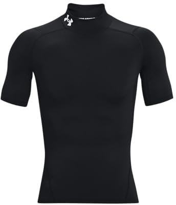 Under Armour Men's UA HG Armour Comp Mock SS, Mock Neck Running Top, Super-Light HeatGear Compression Tshirt, Sweat-Wicking and Fast-Drying Polo Neck for Sports Black