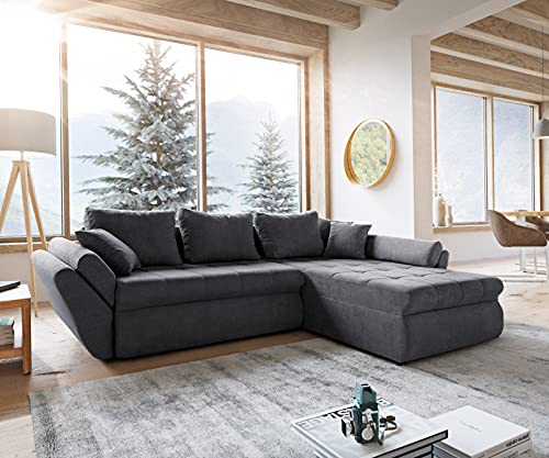 DELIFE Couch Loana Graphite 275x185 Ecksofa Schlaffunktion Ottomane variabel