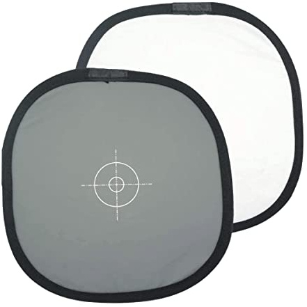 Foto&Tech Doppelseitige 18% Graukarte und Weißabgleichscheibe, Grau- und Neutralweiß Panel mit Nylontasche und Kabelbinder, faltbare Referenzreflektor-Fokussplatte für Kamera-Fotografie (60 cm)