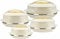 SCHOFIELD AND BLOOM Insulated Serving Dish Warmer with Lid Double Wall Hot Pot Casserole Stainless Steel Kitchenware Cold Hot Food Storage Containers Soup/Salad Bowl Set of 4 (Gold)