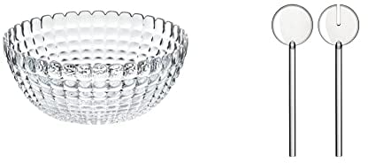 Guzzini Contenitore Tiffany, Trasparente, Ø25 x h11 cm & Tiffany Posata Insalata 27,5 cm