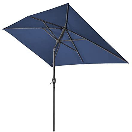 Green Bay 2x3M Blue Garden Parasol Umbrella Patio Outdoor Sun Shade Aluminium Crank Tilt Mechanism