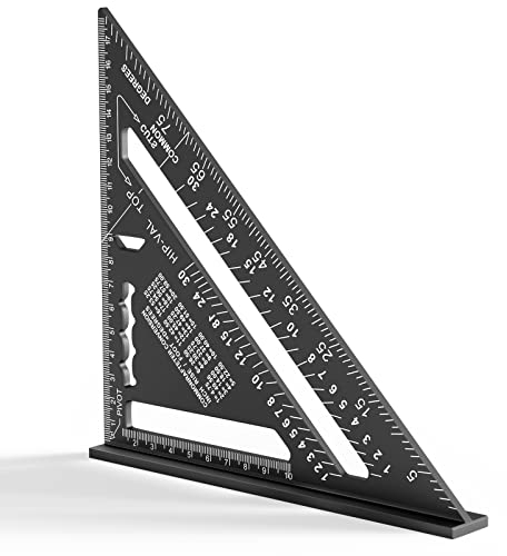 Newaner 180MM Zimmermannswinkel, Metrisches Dreieckslineal aus Aluminium, 90 Grad Verdicktes Dreieck Winkelmesser, Hohe Präzision Schreinerwinkel für Zimmermann, Dachdecker, Ingenieur (Schwarz)