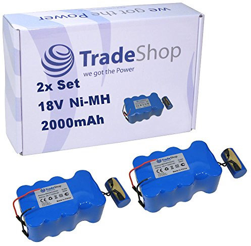 Trade-Shop - Batería Ni-MH (2 unidades, 18 V, 2000 mAh, 36 Wh, compatible con Bosch BBHMOVE5/04 BBHMOVE5/03 BBHMOVE5N/01 BBHMOVE6N/01 BBHMOVE4N/01 BBHMOVE4/03)