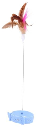 VILLCASE Cat Collar Toy, Feather Toys with Silicone Collar, Multi-Functional Interactive Feather Teaser for Indoor Cats, Blue