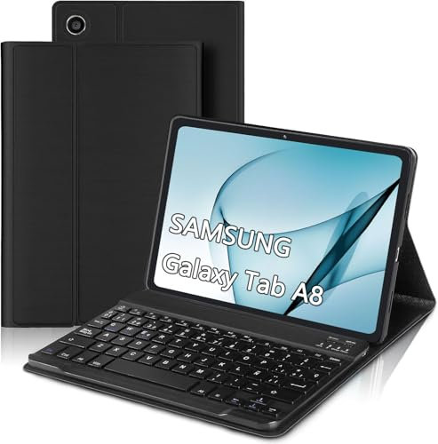 AVNICUD Funda con Teclado para Samsung Galaxy Tab A8 10.5'' 2022- Teclado para Galaxy Tab A8 SM-X200/ X205/ X207, Teclado Magnético Inalámbrico Desmontable para Samsung Tab a8, Español- Negro