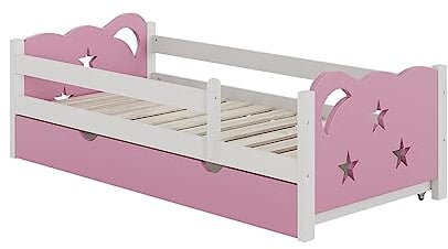 VitaliSpa Letto per bambini Jessica, rosa/Bianco, 80x160 cm con cassetto, senza materasso