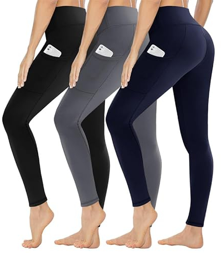 Gayhay 3er Pack Leggings Damen High Waist Sportleggings Blickdicht Sporthose für Sport Yoga Gym(Schwarz/Dunkelgrau/Dunkelblau-T,XXL)