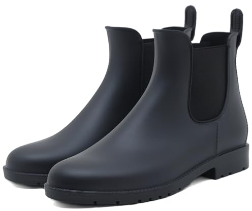 Uniuni Stivali Pioggia Uomo Chelsea Scarpe Gomma Impermeabili Donna Bassi Stivaletti Antiscivolo Comode Rain Boots Nero 36
