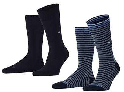 Burlington Herren Socken Everyday Stripe Mixed Multipack M So Baumwolle gemustert 2 Paar, Blau Marine 6120, 40-46