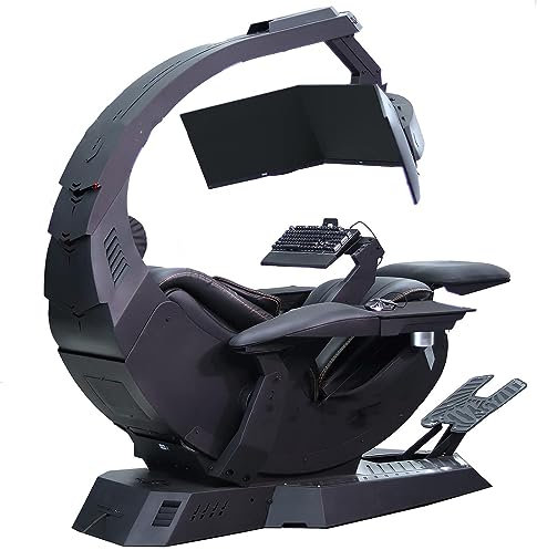 CSTAL High Comfort Video Gaming Chair Computer Cockpit, E-Sports Game Cockpit, Adjustable Ergonomic Boss Chair Office Chair, with Pedals & Massage