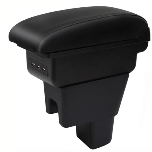 YJYWZH für Suzuki Celerio Armlehnen Mittelarmlehne mit Große Ablagefach und USB-Anschluss Autozubehör Konsole Armauflage Schwarze Stiche