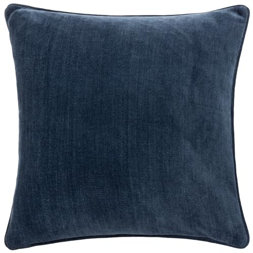Yard Heavy Chenille Polyester Filled Cushion (Navy, 50 x 50 cm) | Soft Velvet Piped Decorative Cushion