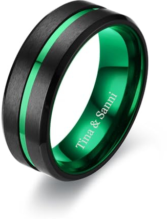Passende Eheringe für Paare Set Versprechen Ringe für ihn und sie anpassbare Smaragd grün Verlobungsringe für Frauen Herren Ehering Wolfram graviert Valentinstag Schmuck Geschenk (Grüner-Männer)