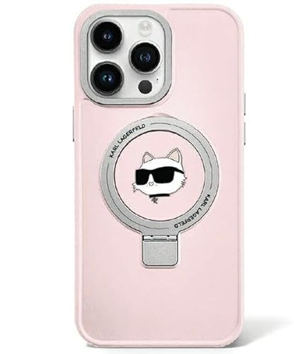 Karl Lagerfeld KLHMP15LHMRSCHP Hülle für iPhone 15 Pro 6.1 Rosa hardcase Ring Stand Choupette Head