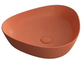 VitrA Plural 7812B477-0016 Dreieckige Niederschalenwaschbecken, VitrA Clean, 47 cm, matt Terra Rossa