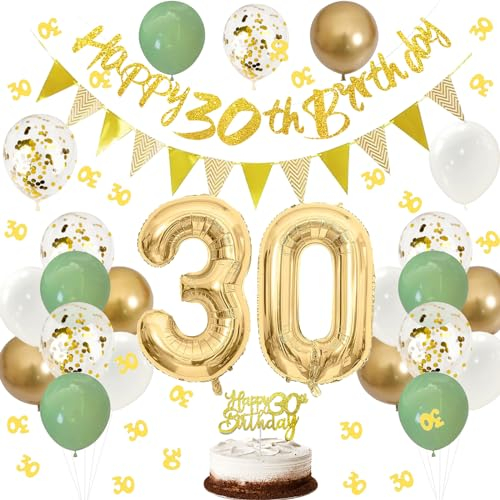 30 Geburtstag Frauen Männer Deko, Streudeko Luftballon 30 Geburtstag Deko Set, Geburtstagsdeko 30, Deko 30 Geburtstag Frau Mann,Konfetti Luftballons 30. Geburtstag Deko Girlande,30er Geburtstag Kuchen