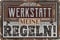 LUCKYLINDE Blechschild für WERKSTATT und GARAGE – lustiger Spruch, Werkstattregeln, Handwerker und Schrauber Deko Schild, 20x30cm (Meine Werkstatt, meine Regeln)