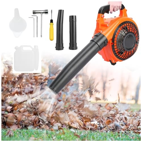 Fairnull Akku-Laubbläser, Leichter 26-cm³-Hand-Laubbläser, leistungsstarker Motor, benzinbetriebener 2-Takt-Laubbläser, Schneefräse für Auto, Garten, Straße Orange