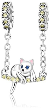 Annmors Abalorio Charm 925 Perles En Argent Sterling pour Breloque Compatible Européen Bracelets Collier Cat Chain Perles Oxyde Zirconium Noël Saint Valentin Cadeau Fête des Mères Femmes Filles