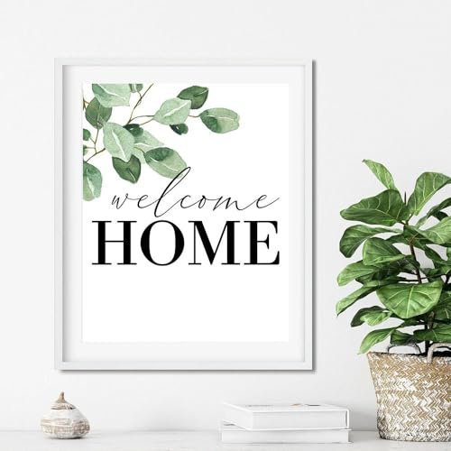 Nordic Welcome Home Zitat Eukalyptus Poster Leinwand Malerei Grüne Wand Kunst Eintrag Weg Zeichen Bilder Für Wohnzimmer Wohnkultur 50X70Cm Kein Rahmen