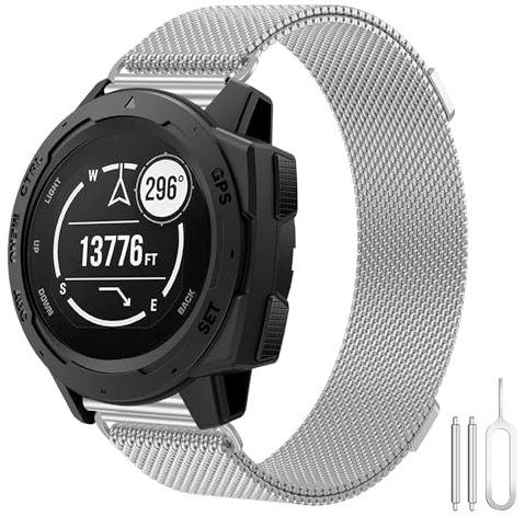 Armband für Garmin Instinct 2, 22mm Mesh Metal Edelstahlband Dual Magnetisch Replaceable Milanese Armband Kompatibel mit Garmin Instinct, Instinct Tactical, Instinct Tide, Instinct Solar