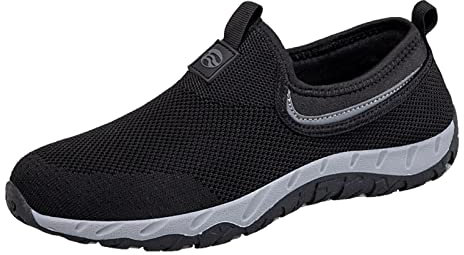 Genérico Zapatillas Minimalistas Seguridad Hombre Zapatos Deportivos Casuales sin Cordones de Punto Volador de Primavera para Hombres de Parejas para de Edad y Deportivas Hombre Bambas (Black, 43)