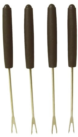 JUEGO 4 PINCHOS TENEDOR FONDUE PLASTICO NEGRO