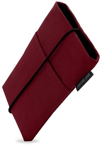 Adore June Handytasche Bene kompatibel mit 6,7-7,0 Zoll Smartphones (wie iPhone 16 Pro Max, 16 Plus, Galaxy S25 Ultra, S24 Ultra, Pixel 8 Pro), Gummi-Verschluss, Farbe Bordeaux-Rot
