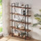Mudmasa Bücherregal aus Massivholz, Standregal mit 5 Ebenen, Regal, Büro-Büchregal, Industrie, Metallrahmen, Holzregal für Wohnzimmer, Schlafzimmer, Büro, 26 x 120 x 177 cm, Abgenutztes Braun