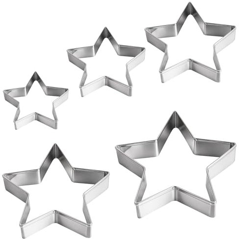 5 Pcs Star Cookie Cutter Set, Stainless Steel Star Cookie Cutters Cake Fondant Pastry Biscuit Cutters Small Pie Cutter for DIY Baking Cake Decoration