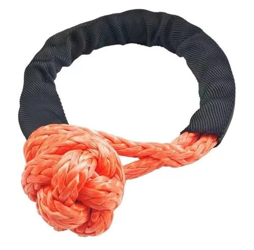NihaoWXM Sangle Remorquage Sangle de remorquage Tout-Terrain 4X4 Robuste avec Manchon de Protection for Camion Jeep, Corde synthétique à Manille Souple de 41 000 LB(Orange)