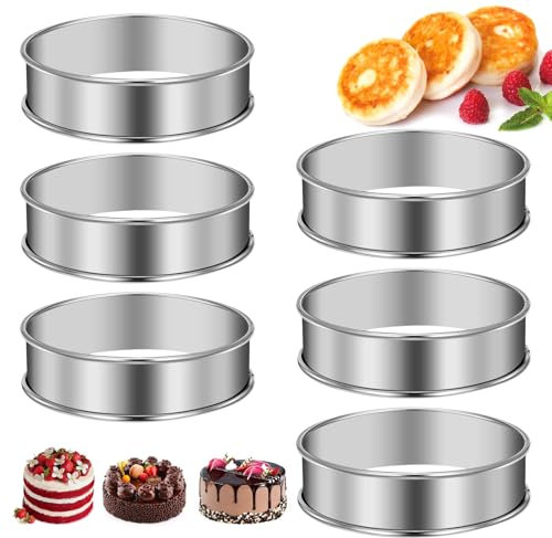 6 Stück Crumpet Ringe, 8.5 cm Runde Pancake Form, Edelstahl Crumpet Ringe, Leicht Entformbare Crumpet Ringe Backringe, Runde Crumpet Forme für Muffins, Pfannkuchen, Omeletts, Tarte, Mousse