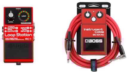 BOSS RC-1 Loop Station Pedal Bundle with BOSS BIC-10A-RD Instrument Cable