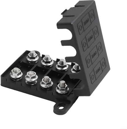 PETSTIBLE Fuse Holder, 4 Way for Midi Fuse Holder, 200A Max, 4 Fuses, 8 Lugs, Dual Battery Setup 4X4