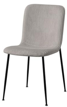 Meublorama Chaise de Salle à Manger Corduroy – Velours côtelé Gris Clair – Pieds en métal Noir – Style Design