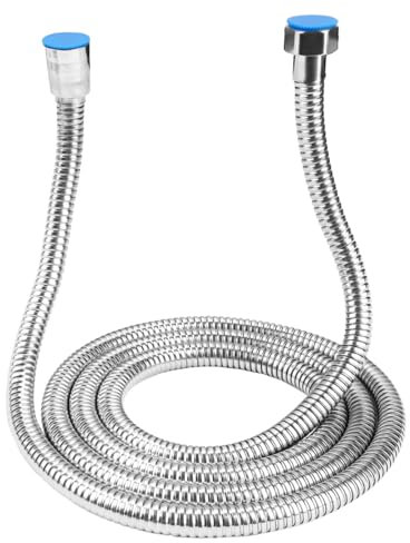 Shower Hose 2m Stainless Steel Shower Pipe Anti-Kink Universal Shower Head Hose Replacement Extra Long Shower Hose Fit G1/2 Standard Replacement Hose with Washers,High Pressure Resistance Chrome