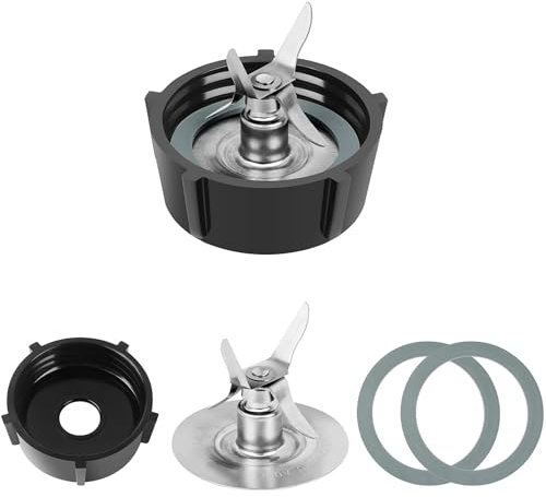 QASULER, for Oster, Osterizer Mixerklingen mit Mixerbehälterboden & 4-Punkt-Fusion-Klinge 4961 & 2 Stück O-Ring-Gummidichtung Mixer-Ersatzklinge