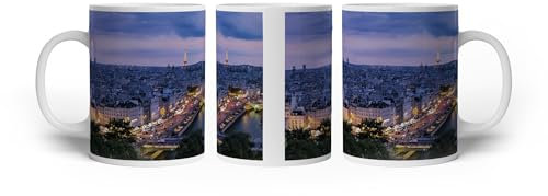 deyoli Tasse à motif gargouille sur les toits de Paris - 300 ml - En céramique blanche - Idée cadeau