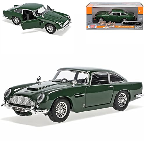 Motormax Aston Martin DB5 Coupe Grün J. Bond 007 Goldfinger 1963-1965 1/24 Modell Auto mit individiuellem Wunschkennzeichen