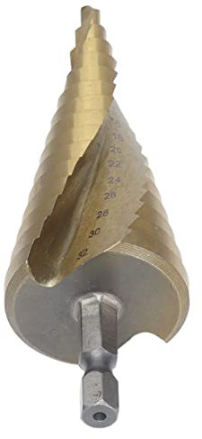 Paso de Perforación, Taladro de Taladro de Perforación Hex Espiral de Vástago Ranurado para una Más Rápida para Metal, Madera, PVC Cortando 15 Pasos 4-32 Mm, Brocas de