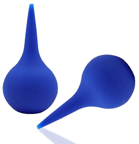 JEYER 2 PCS Poire Lavement Oreilles, Poire Oreille, Poir6e de Nettoyage D'oreille Doux, Seringue oreille Utiliser pour Nettoyage, Sac Tissé Poir6e Effilée (Bleu 60 ML)