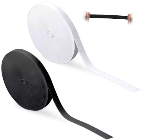 HMCEY 2 Rouleaux Bande Elastique Couture 1 cm X 10 m,élastique Ceinture Pantalon,Bande élastique à Coudre Elastic,Elastiques Noir et Blanc,Elastic Band Sewing,Bande Elastique Plate pour Bricolage