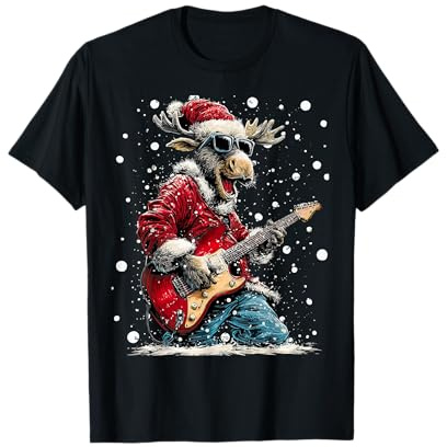 Weihnachtselch spielt Gitarre Lustiger Musiker Tiermusik T-Shirt