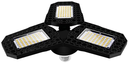 MUCKLILY Led Garagenleuchte 40W Faltbare Deckenleuchte Mit E27 Anschluss Verformbare Werkstattlampe Für Lagerhalle Garage Keller Helles Flimmerfreies Licht