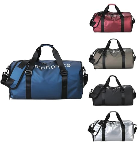 Premium Sporttasche, wasserdichte Handtasche mit Nass-Trocken-Trennung, separatem Schuhfach und Schultergurt, große Reisetasche aus PU-Leder, 20–35L Champagner