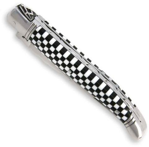THIERS IFORGE - Couteau laguiole Franc-Maçon manche damier noir et blanc