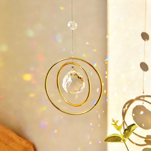 Atrapasoles Cristal, Prismas Arcoíris Colgantes para Ventana, Atrapador de Sol de Cristal para Colgar, Atrapasoles Decorativos para Ventana, Dormitorio, Jardín, Oficina, Fiesta, Boda