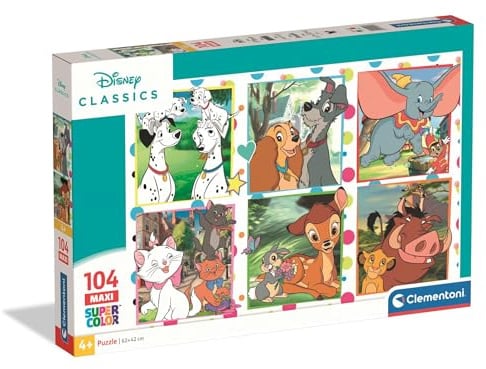 Clementoni Disney Classics Kinder Puzzle 104 Maxi Teile | Disney Puzzle 62 x 42 cm cm für Kinder ab 4 Jahre - Puzzle von Clementoni 25016