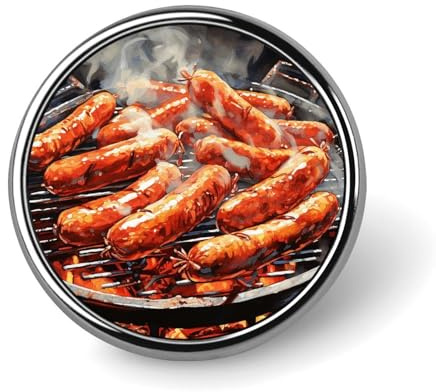 Anstecknadeln „Wurst im Feuer – Personalisierte runde Anstecknadeln für Damen und Herren, Metallbrosche, Party-Kostüm-Accessoire